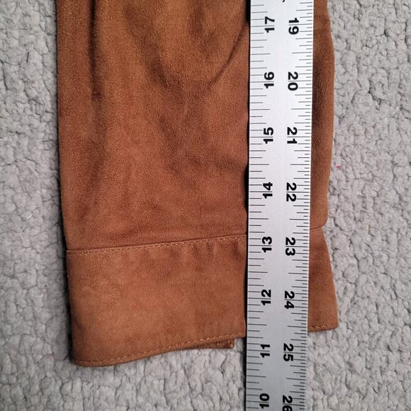 Zara Shirt Women Medium Brown Suede Button Down Western Boho Military Epaulettes - Picture 9 of 12